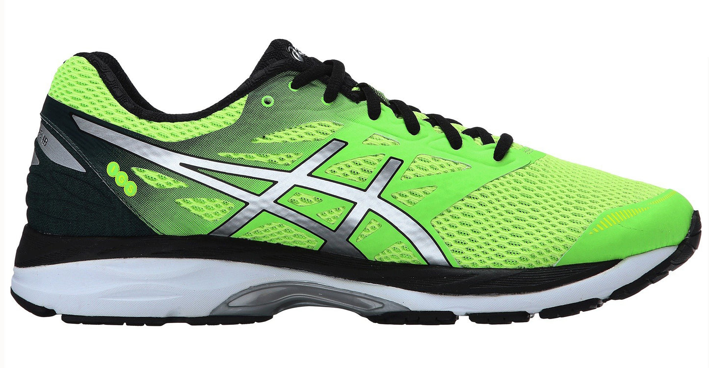 
                  
                    Medial of Yellow with green silver and black accents ASICS Men Walking Trail Cushioned Running Shoes Cumulus 18
                  
                