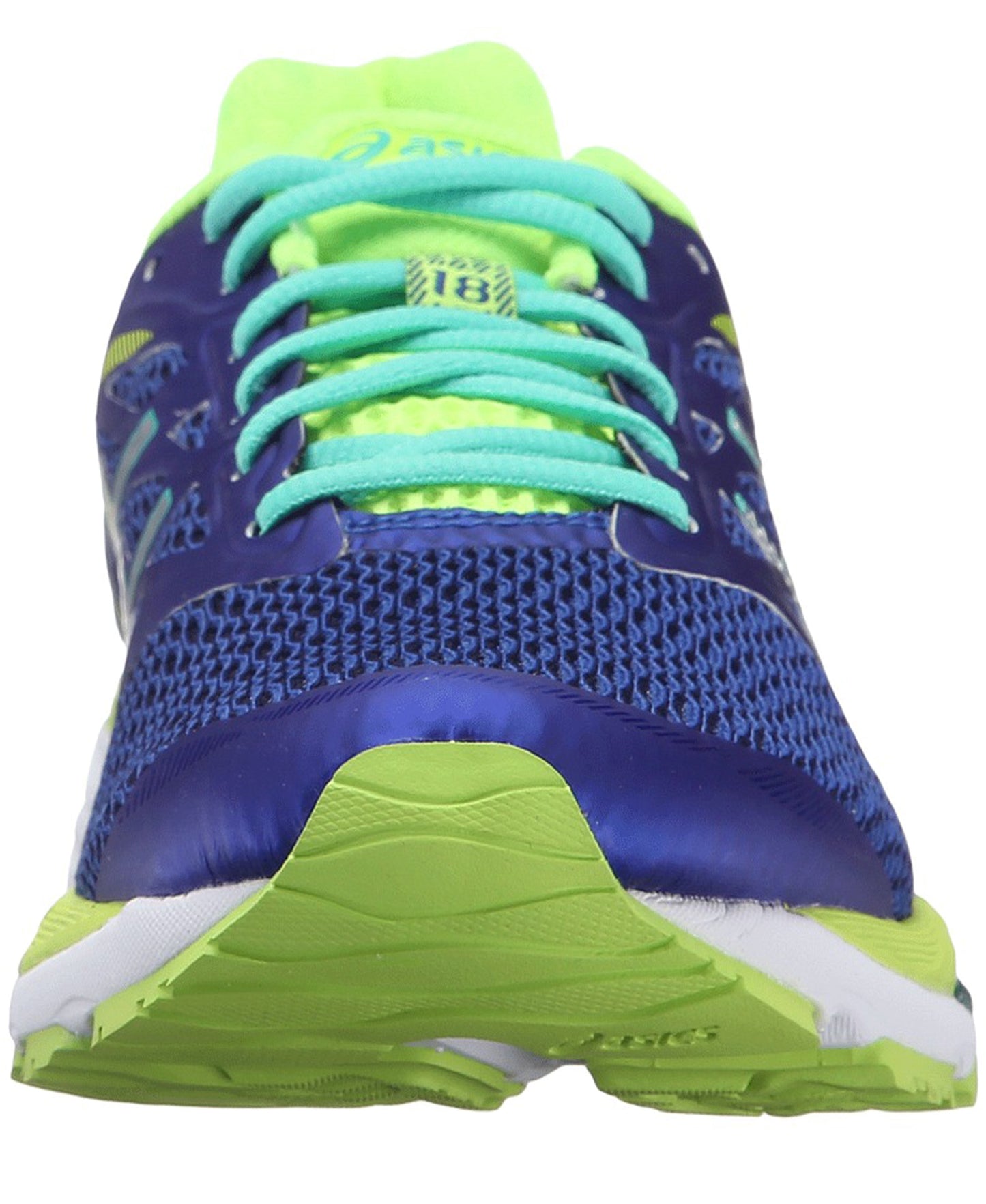 
                  
                    Front of Imperial Blue with silver and green accents ASICS Women Walking Trail Cushioned Running Shoes Cumulus 18
                  
                