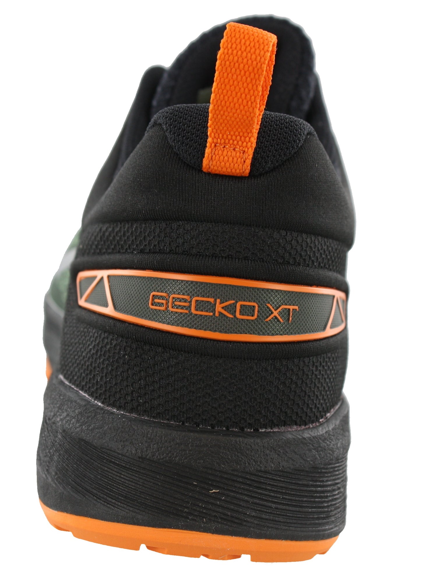 
                  
                    Back of of cedar green and black ASICS Shoes running Gecko XT - Men
                  
                