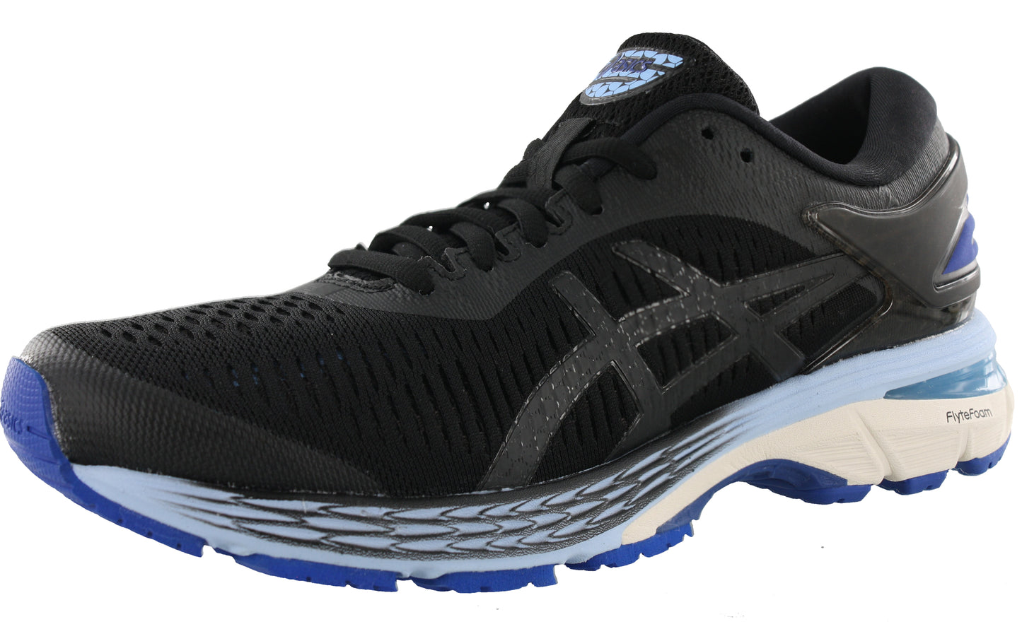Side of Black/AsicsBlue25 ASICS Women Walking Stability Support Running Shoes Kayano 25