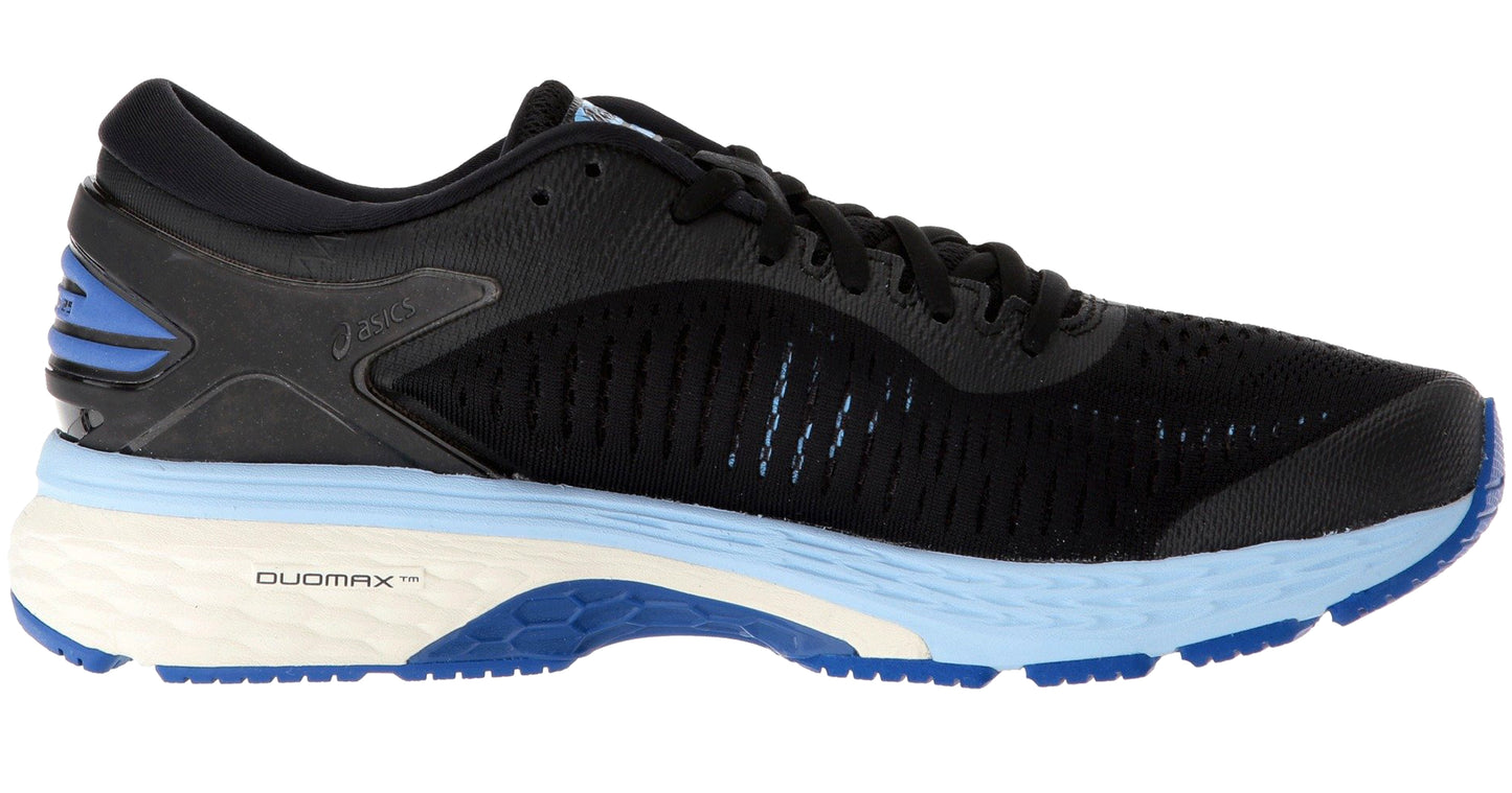 Medial of Black/AsicsBlue25 ASICS Women Walking Stability Support Running Shoes Kayano 25