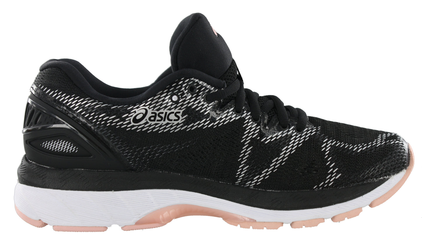 
                  
                    Medial of Black/Frosted Rose ASICS Women Walking Trail Cushioned Running Shoes Nimbus 20
                  
                