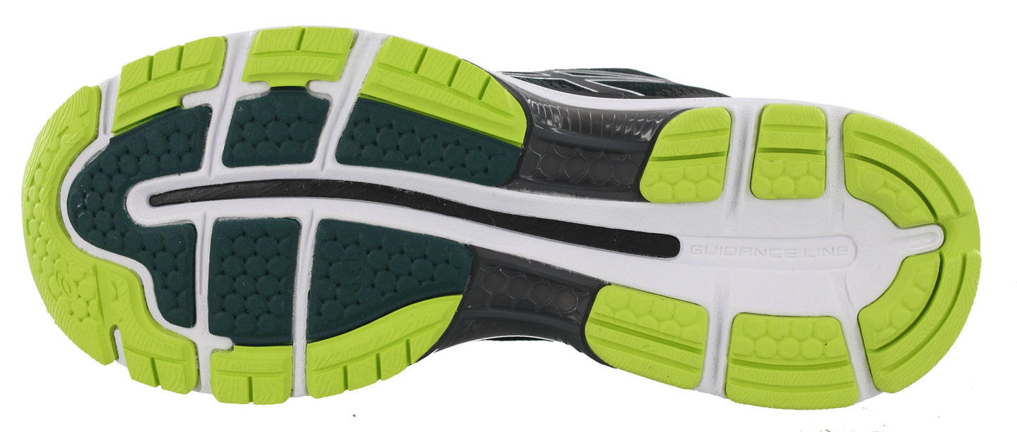 
                  
                    Sole of Black with Neon Lime, Forest Green, and White accents ASICS Men Walking Trail Cushioned Running Shoes Gel Nimbus 20
                  
                