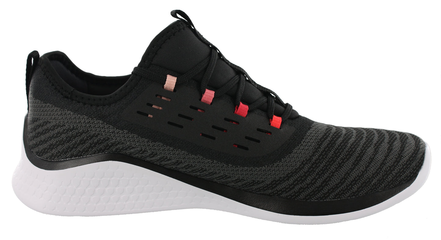Medial of Black and Frosted Rose ASICS Fuzetora Twist Lightweight Walking Shoes