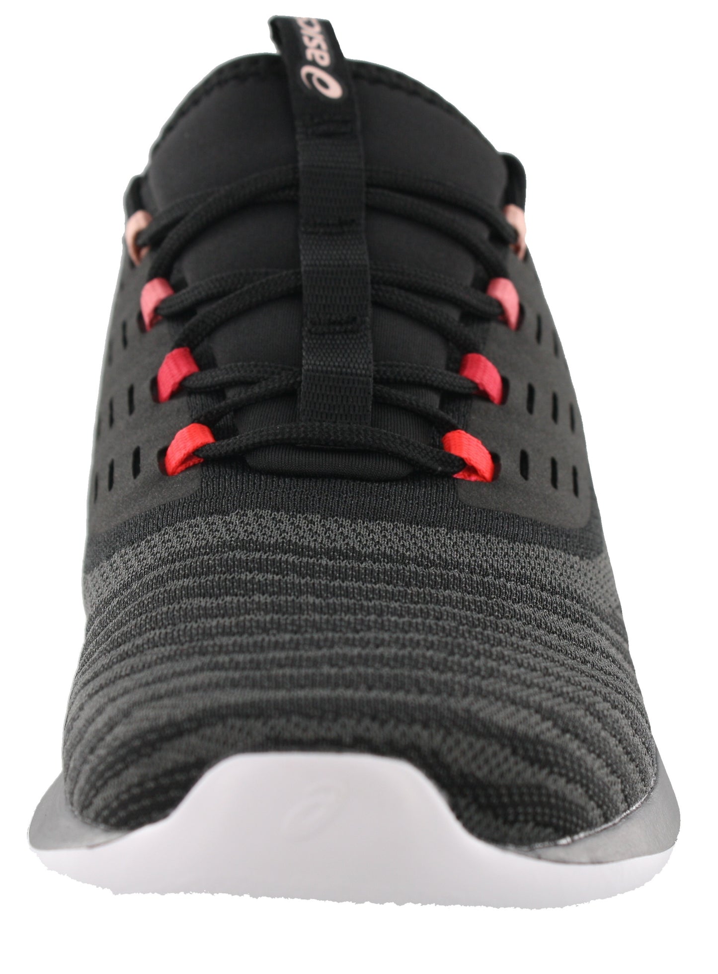 Front of Black and Frosted Rose ASICS Fuzetora Twist Lightweight Walking Shoes