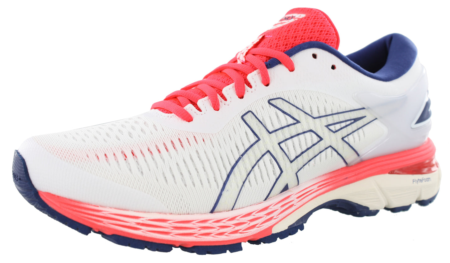 Lateral of White / White 25 ASICS Women Walking Stability Support Running Shoes Kayano 25