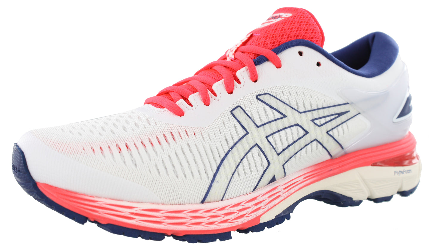 Lateral of White / White 25 ASICS Women Walking Stability Support Running Shoes Kayano 25