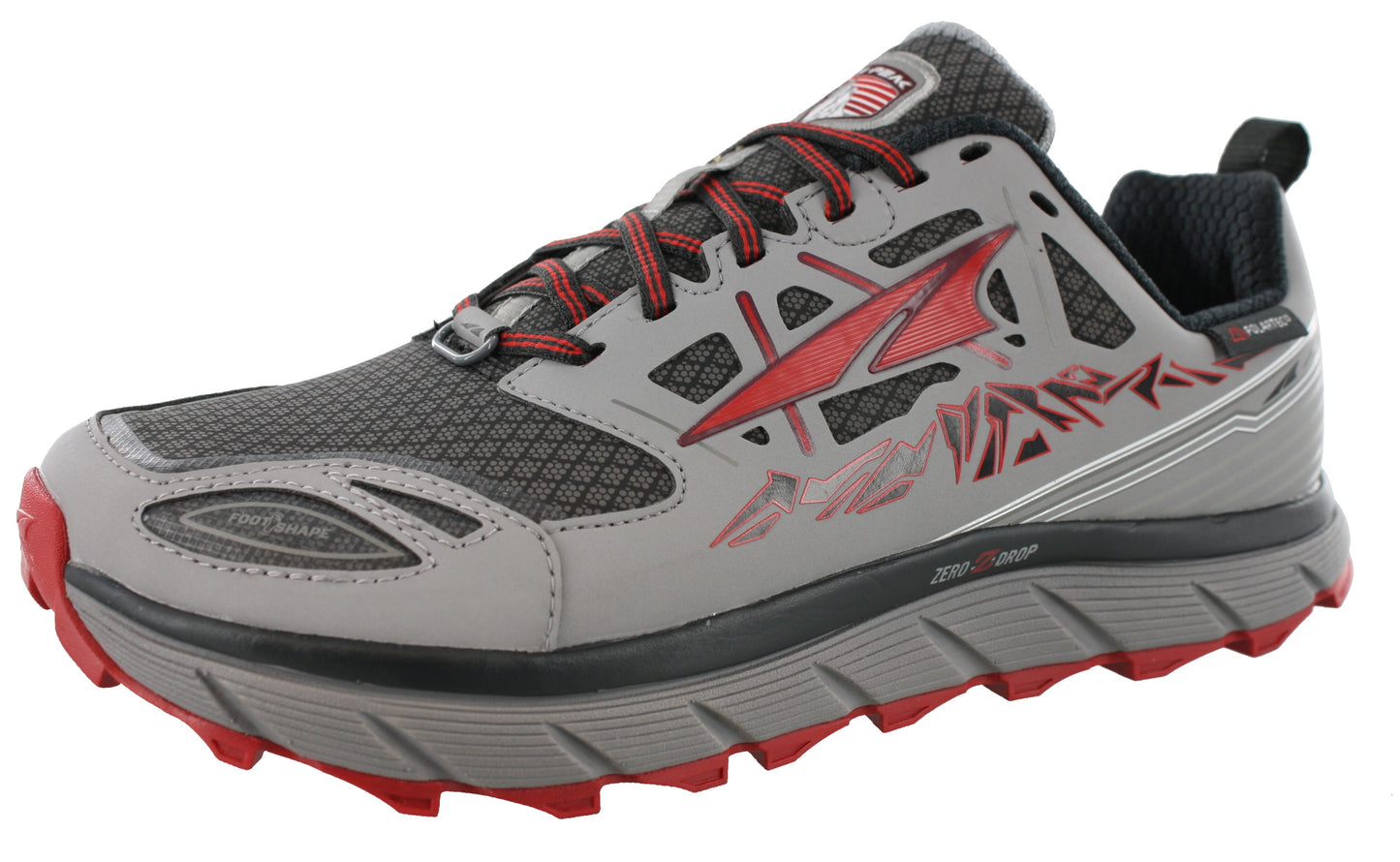 Lateral of Gray/Red3.0 Altra Mens Trail Running Lightweight Shoes Lone Peak 3.0 Neoshell