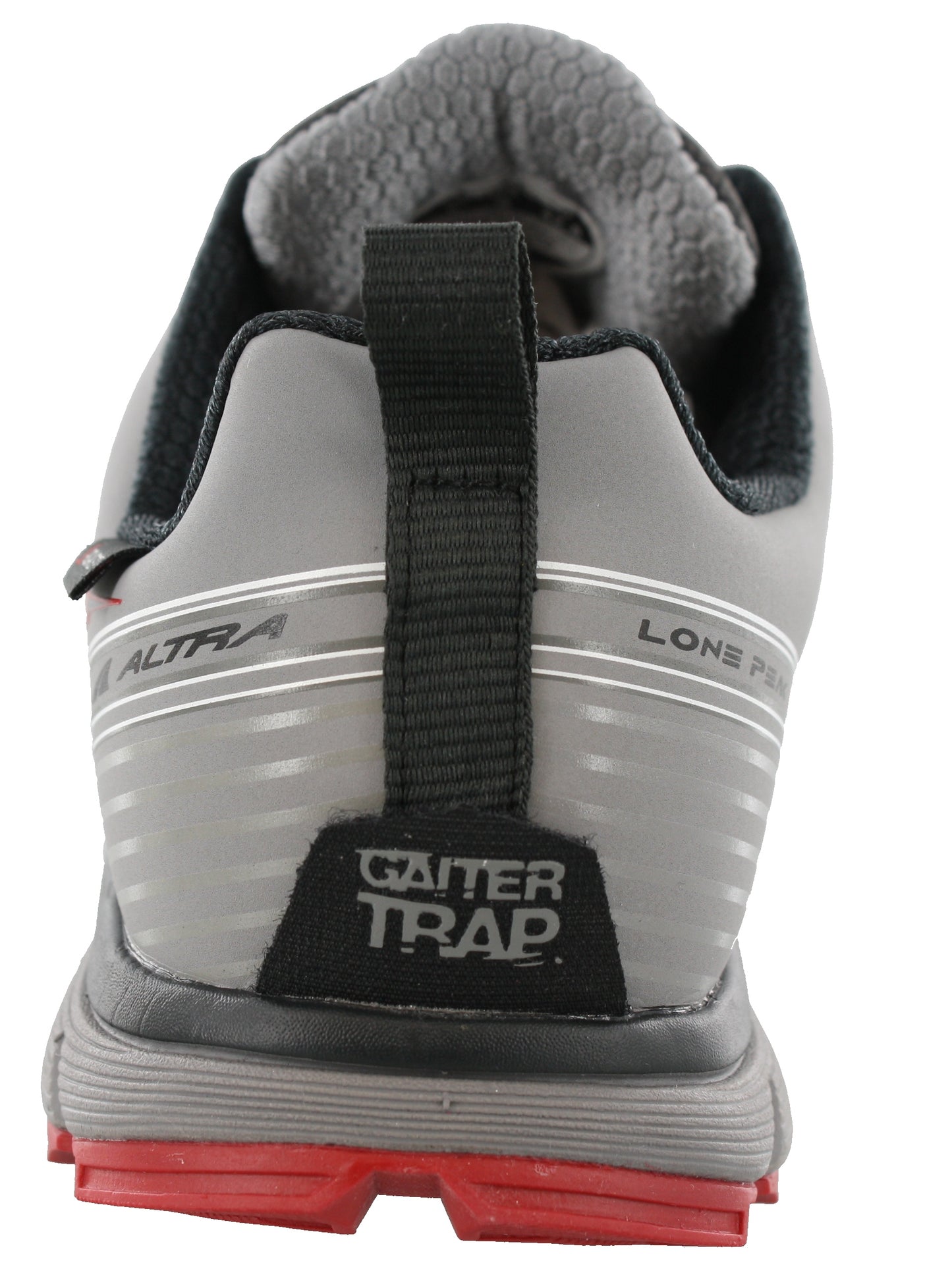 
                  
                    Back of Gray/Red3.0 Altra Mens Trail Running Lightweight Shoes Lone Peak 3.0 Neoshell
                  
                