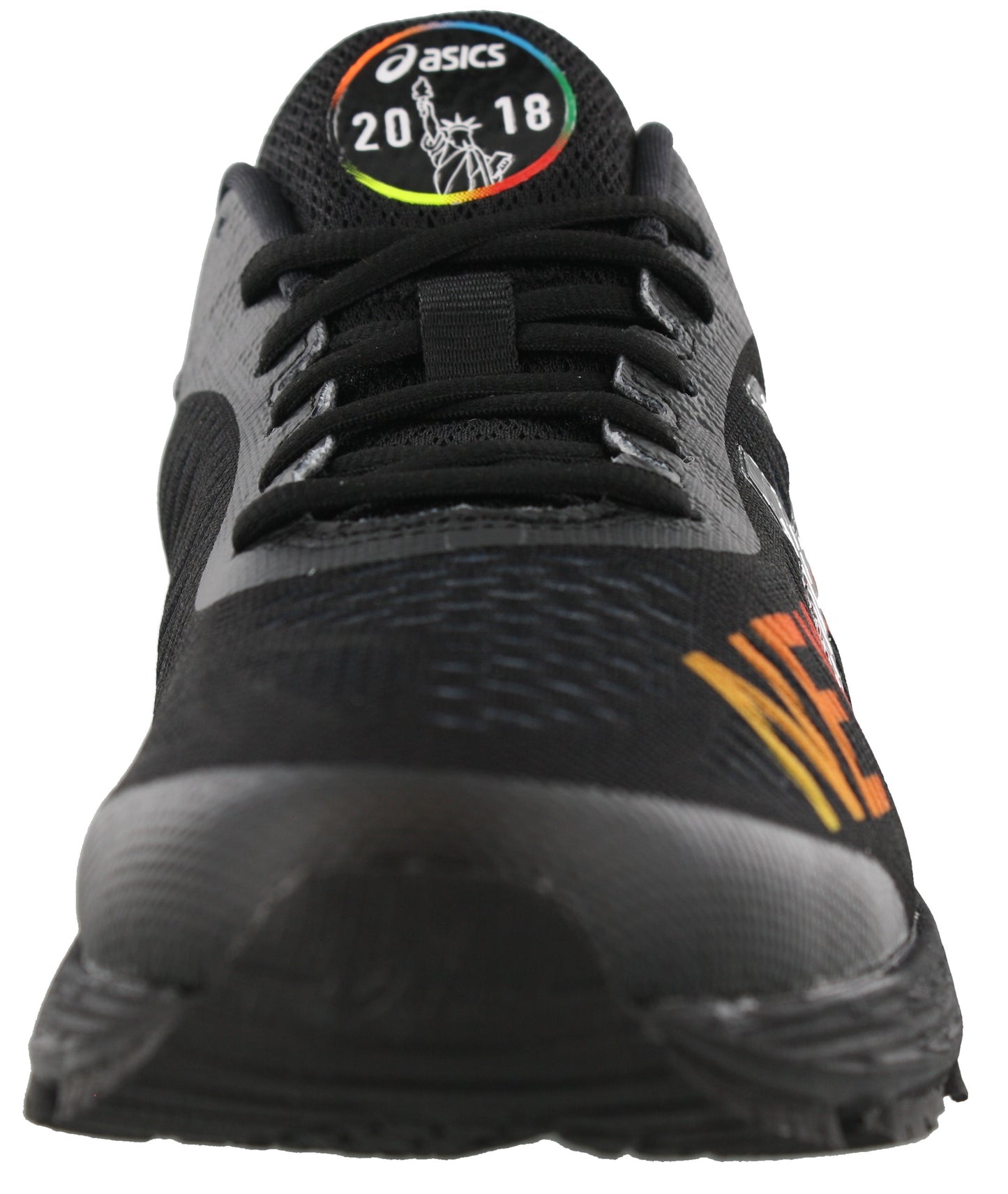 Front of Black/BlackNYC ASICS Men's Kayano 25 NYC Marathon Wide Toe Box Running Shoes
