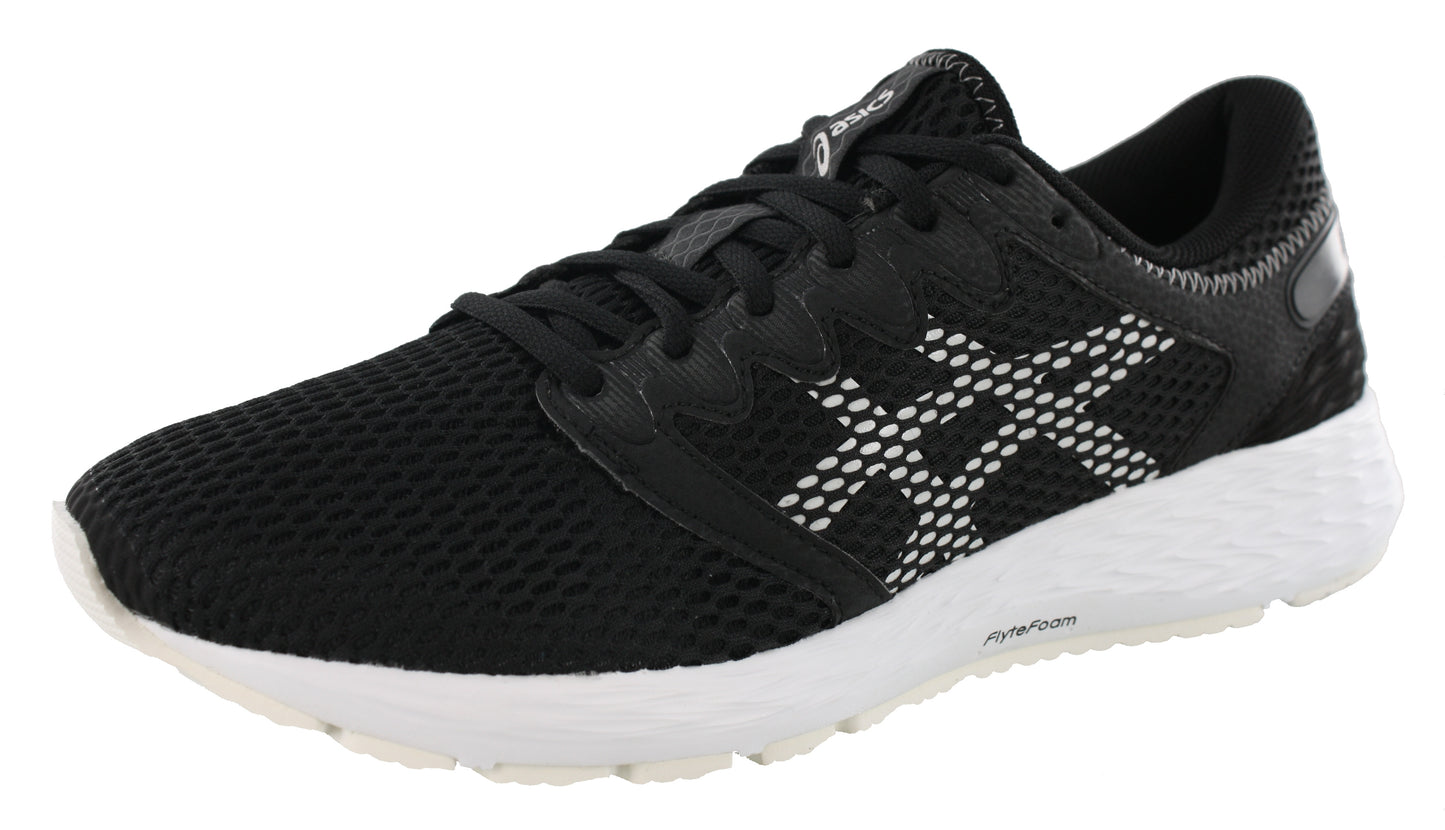 Lateral of Black/White136 ASICS Men Walking Cushioned Running Shoes Roadhawk FF 2