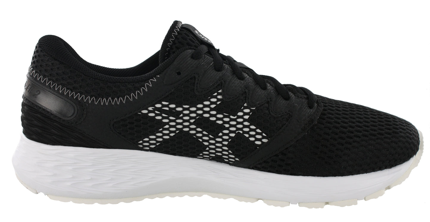 Medial of Black/White136 ASICS Men Walking Cushioned Running Shoes Roadhawk FF 2