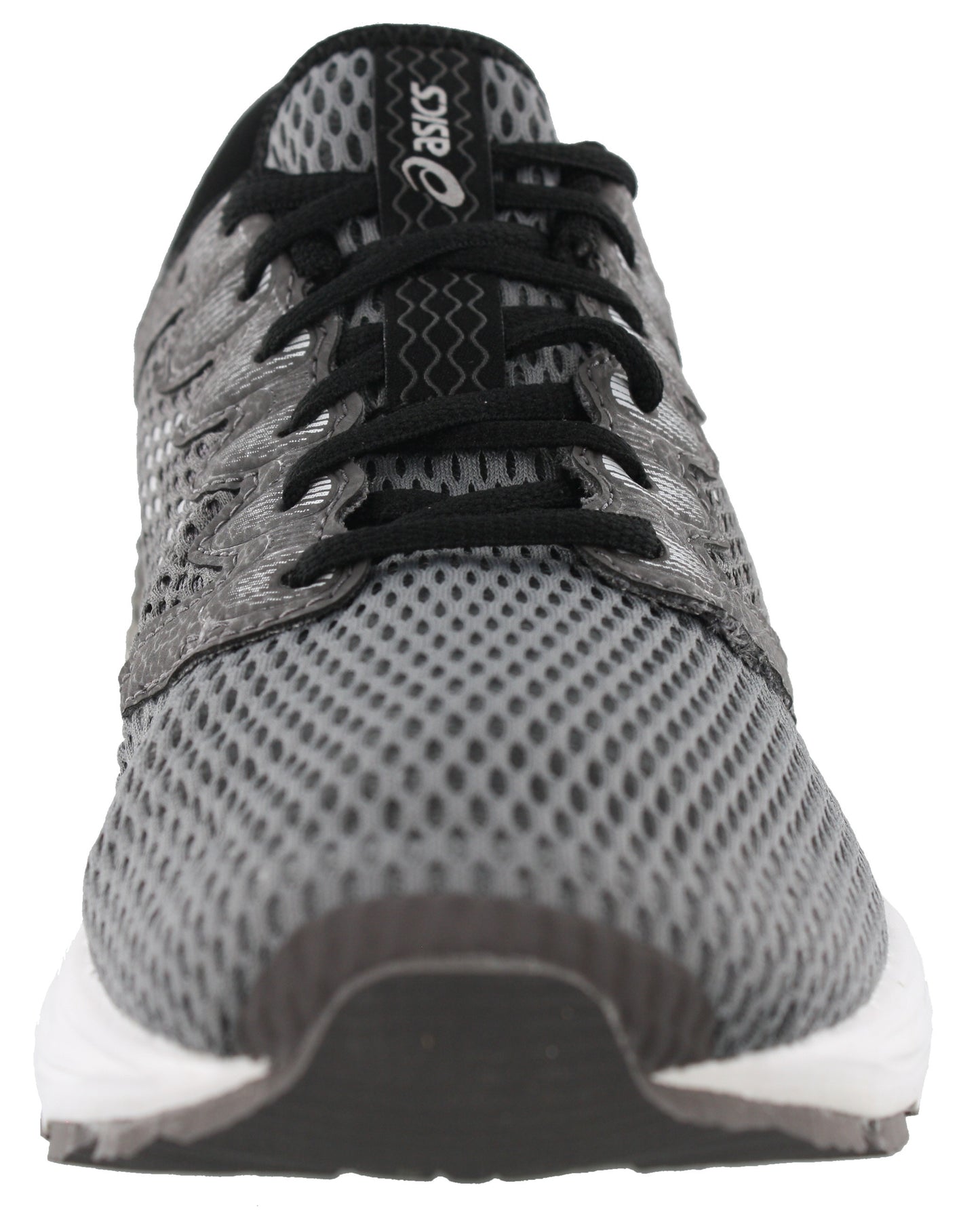 Front of Carbon Grey with White and Black accents ASICS Men Walking Cushioned Running Shoes Roadhawk FF 2