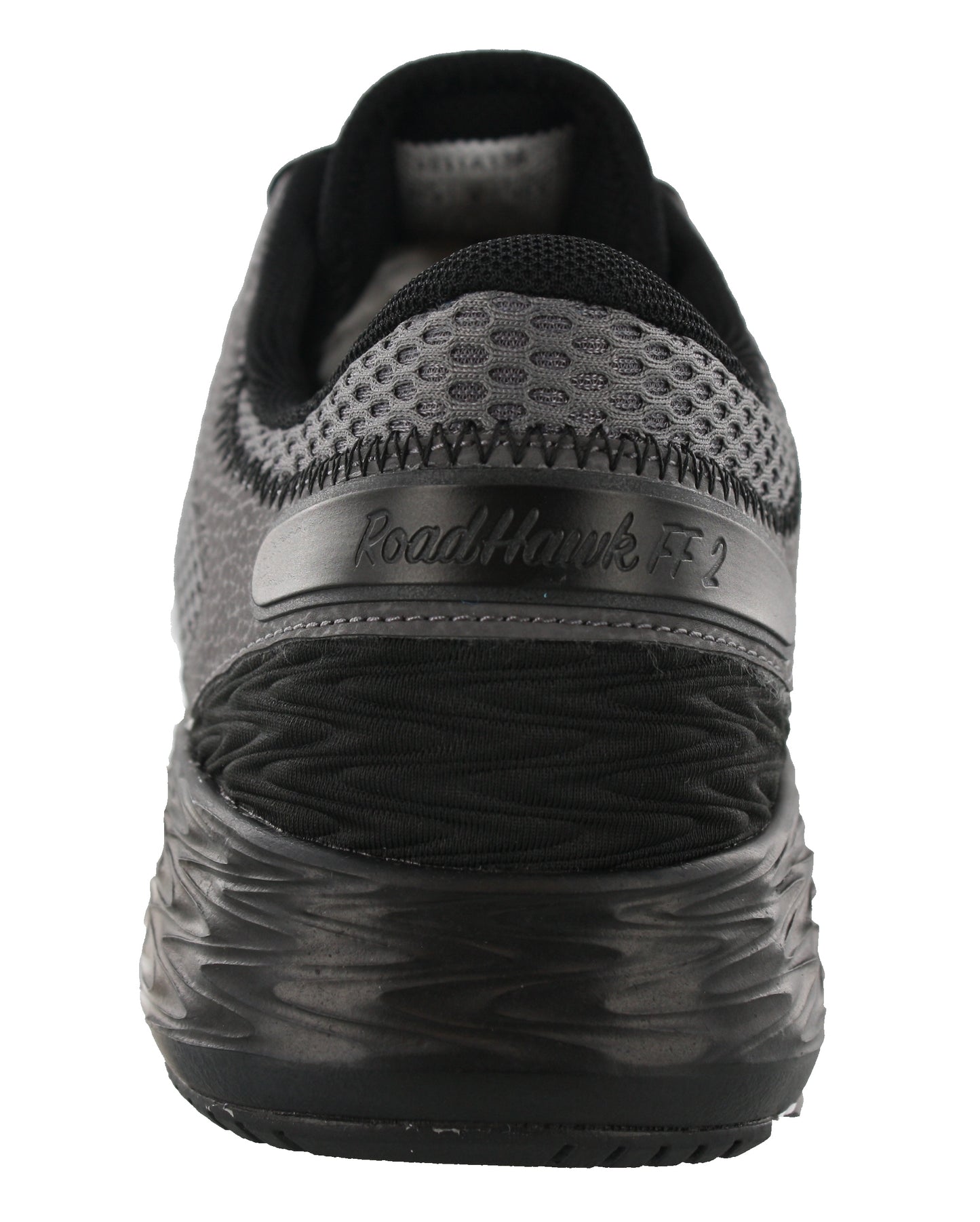 Back of Carbon Grey with White and Black accents ASICS Men Walking Cushioned Running Shoes Roadhawk FF 2