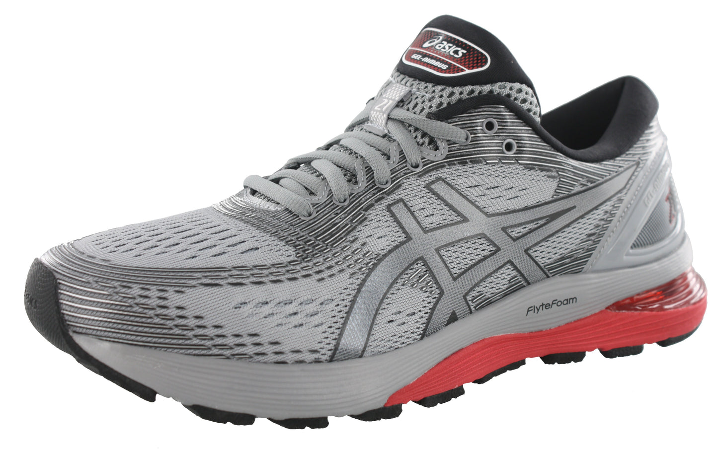 Angled of Sheet Rock/Black ASICS Men Walking Trail Cushioned Running Shoes Gel Nimbus 21