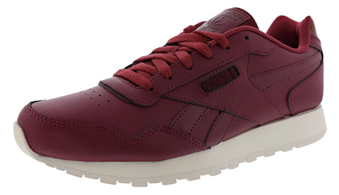 Burgundy athletic shoe with white sole