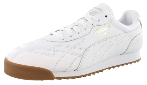 all white lace up shoe, white and gum sole and stitching accents in the top 