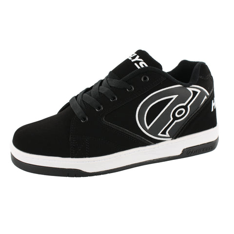 Black lace up skate shoes with white sole and big letter H on the side