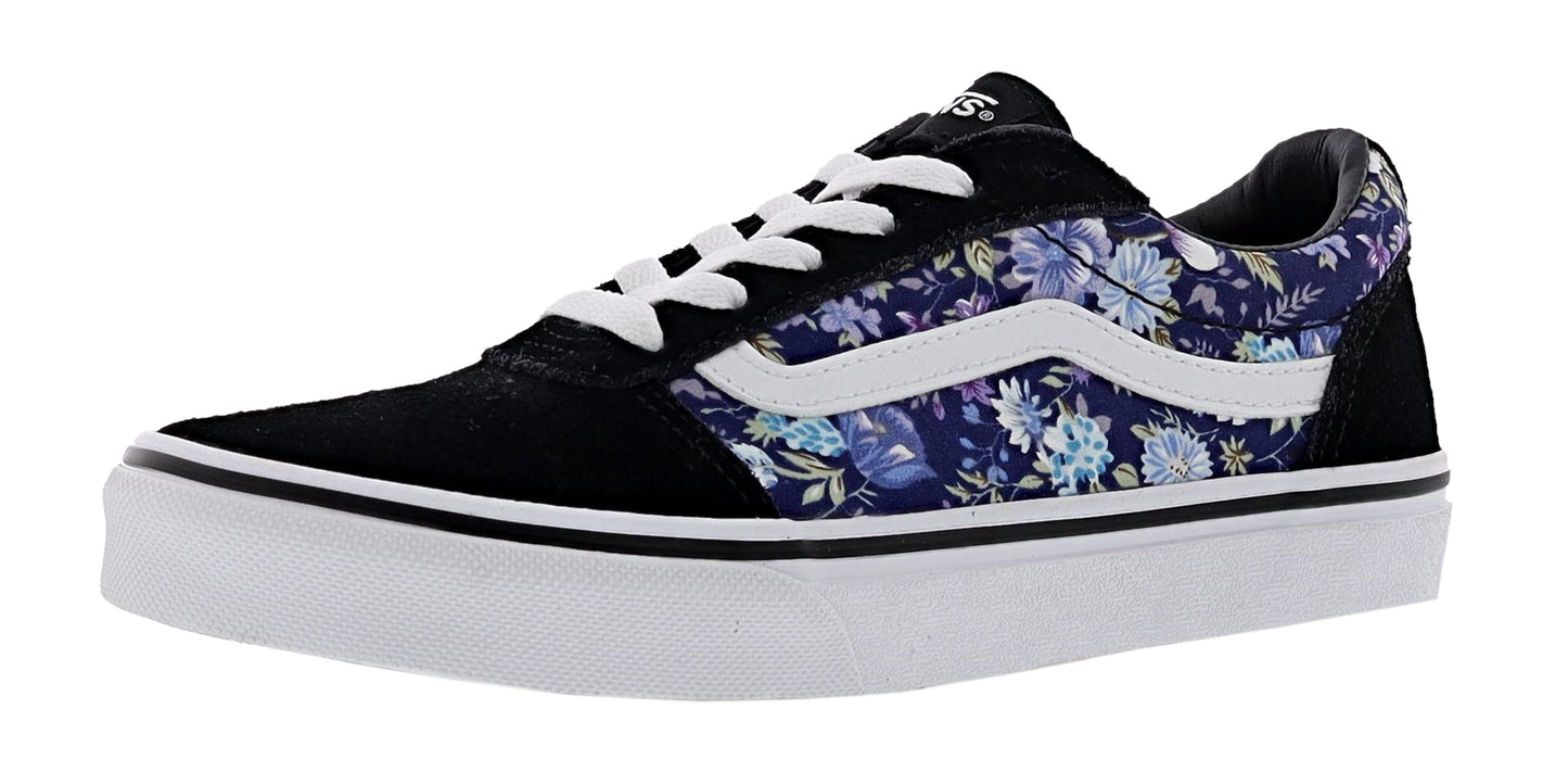 
                  
                    Lateral of Van Kid's War Sneakers with Purple Floral prints and black accents
                  
                
