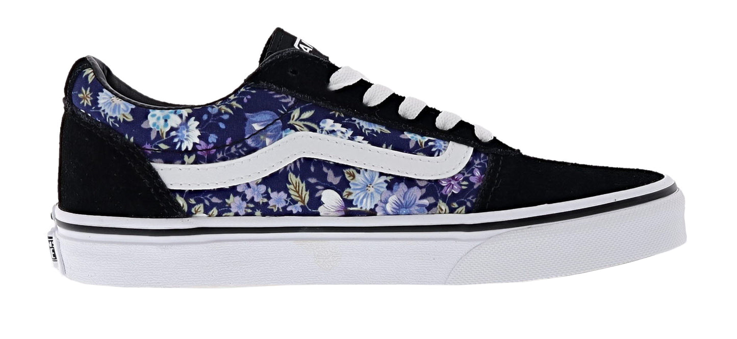 
                  
                    Medial of Van Kid's War Sneakers with Purple Floral prints and black accents
                  
                