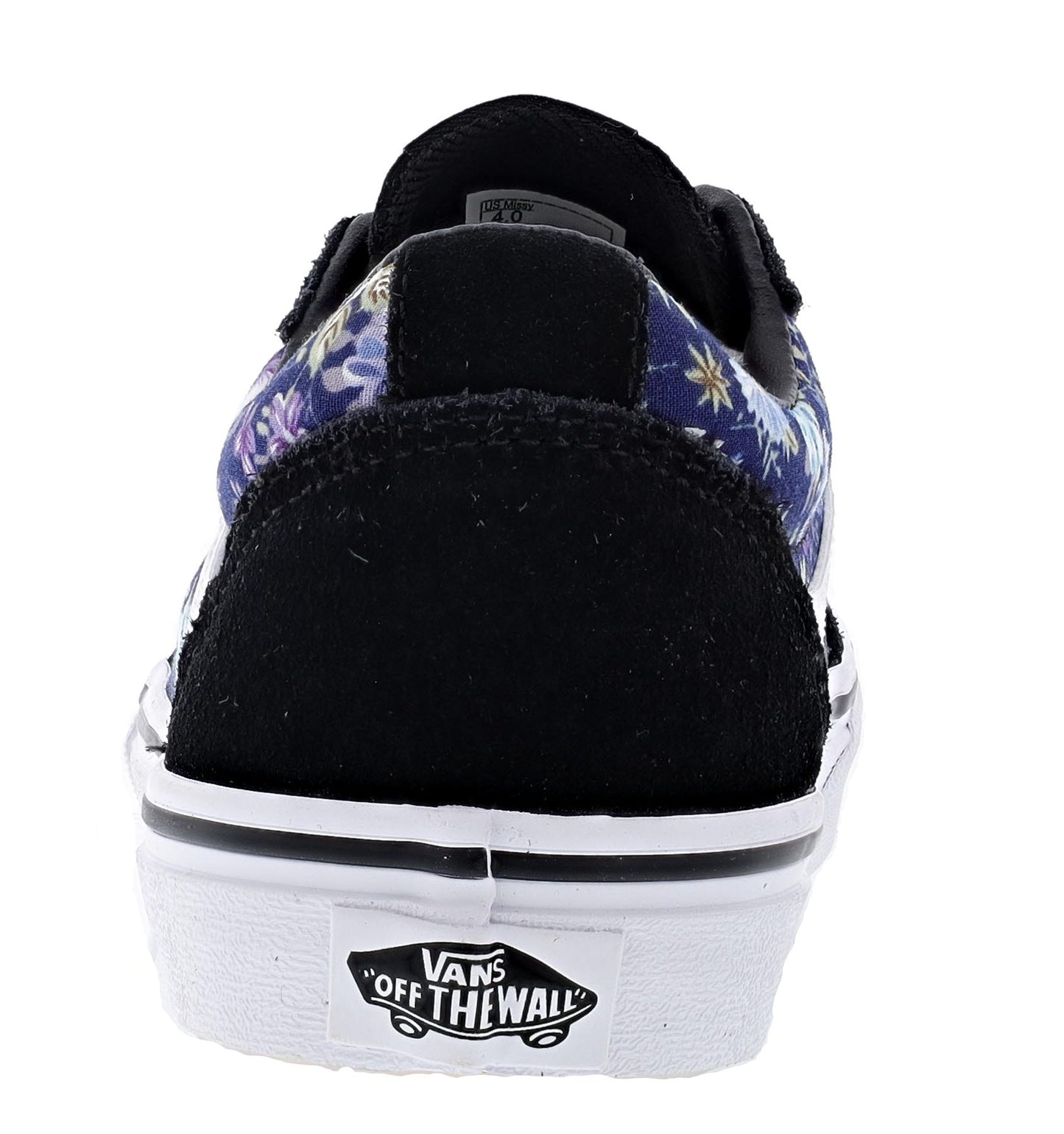 
                  
                    Back of Van Kid's War Sneakers with Purple Floral prints and black accents
                  
                