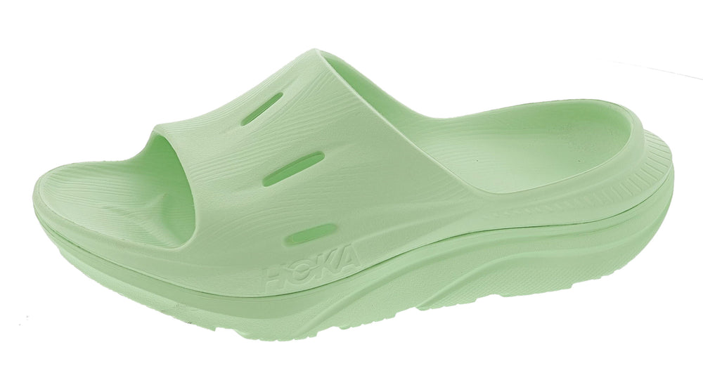 
                  
                    Lateral view of left Lime glow Hoka Unisex Ora Recovery Slide 3 Orthopedic Slide
                  
                