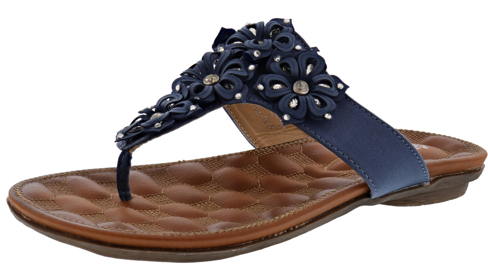 AppliquÃ© leather thong sandals