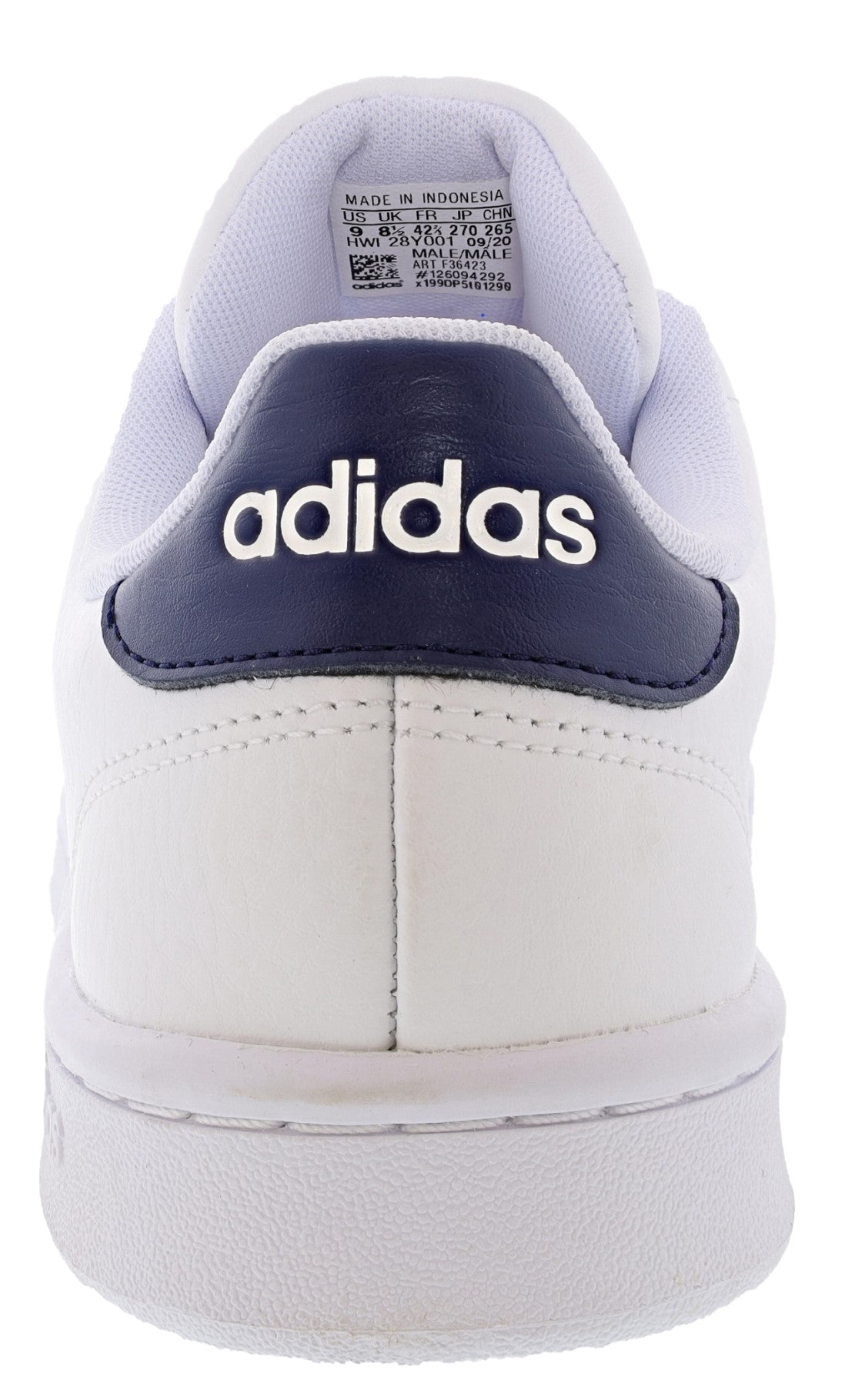 
                  
                    Back angle of Outside view of white Adidas Men's Advantage Base Sneaker Shoes
                  
                