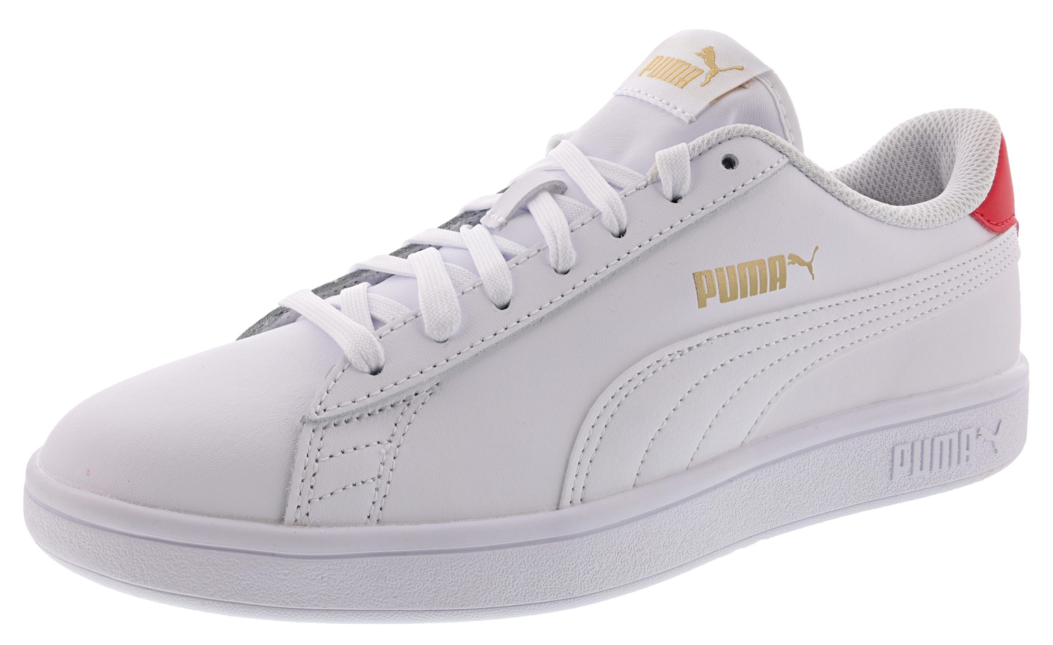 puma gold and white sneakers