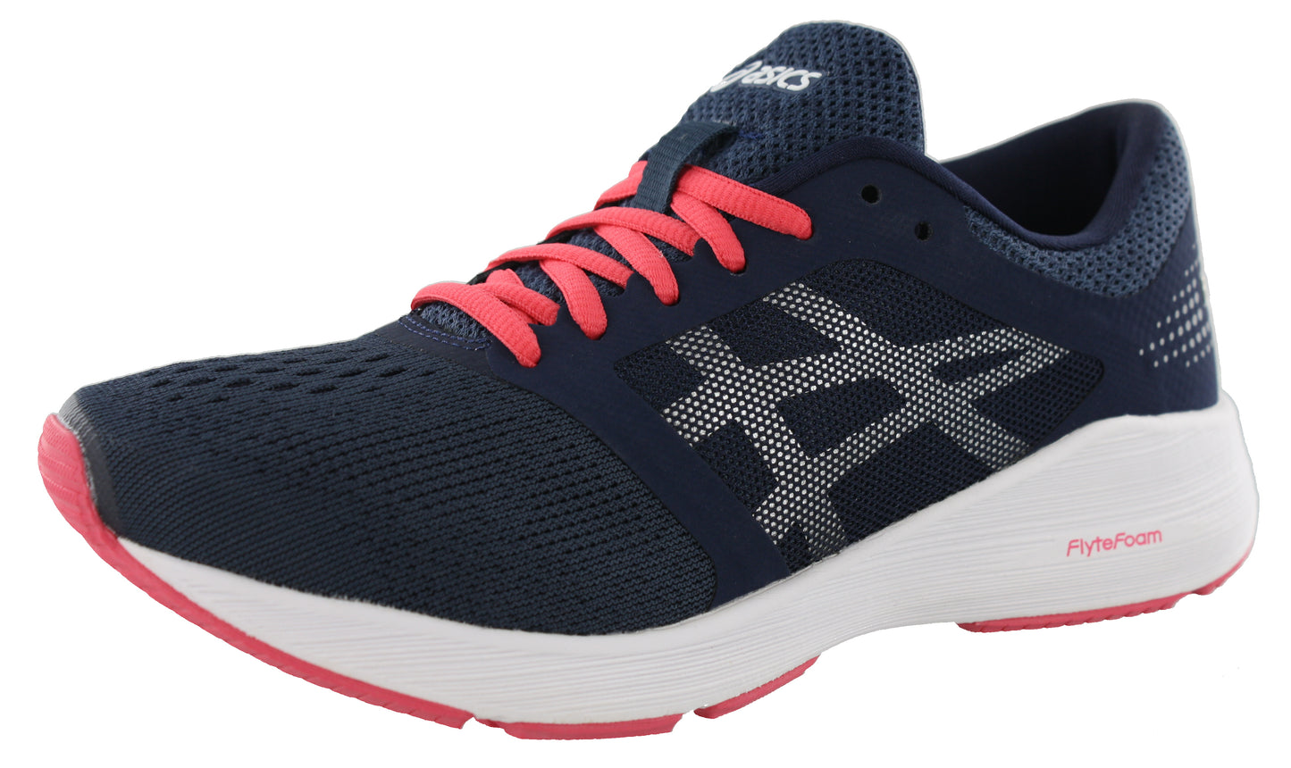 
                  
                    Lateral of InsigniaBlue/Silver/RogueRd ASICS Women Walking Cushioned Running Shoes Roadhawk FF
                  
                