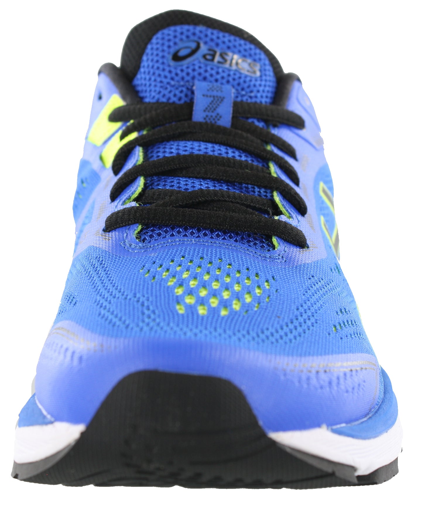 
                  
                    Front of Illusion Blue with Black and Yellow accents ASICS Men Walking Trail Cushioned Running Shoes GT 2000 7
                  
                