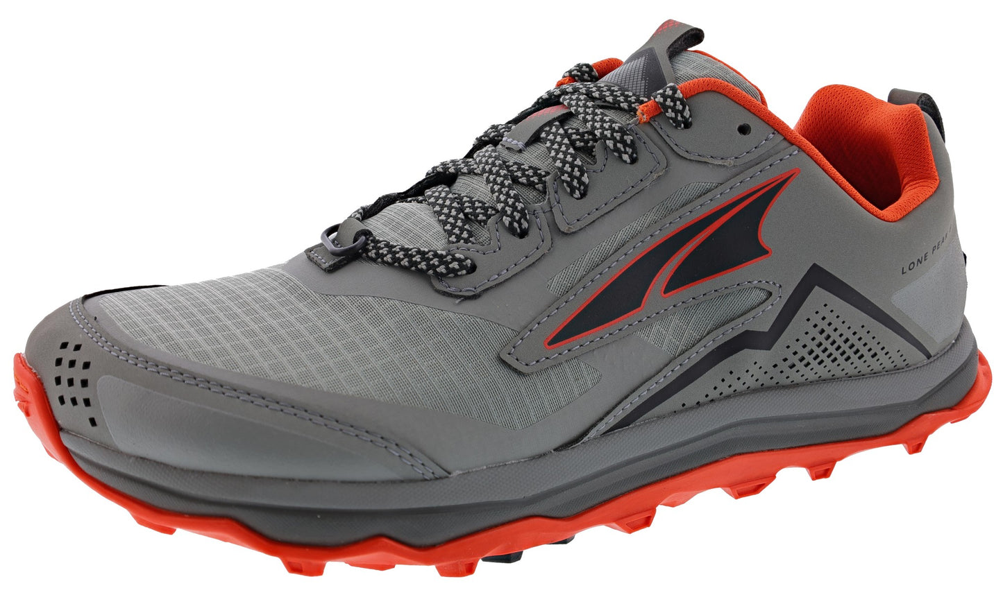 Lateral view of light gray Altra Lone Peak 5 Lightweight Trail Running Shoes Men's
