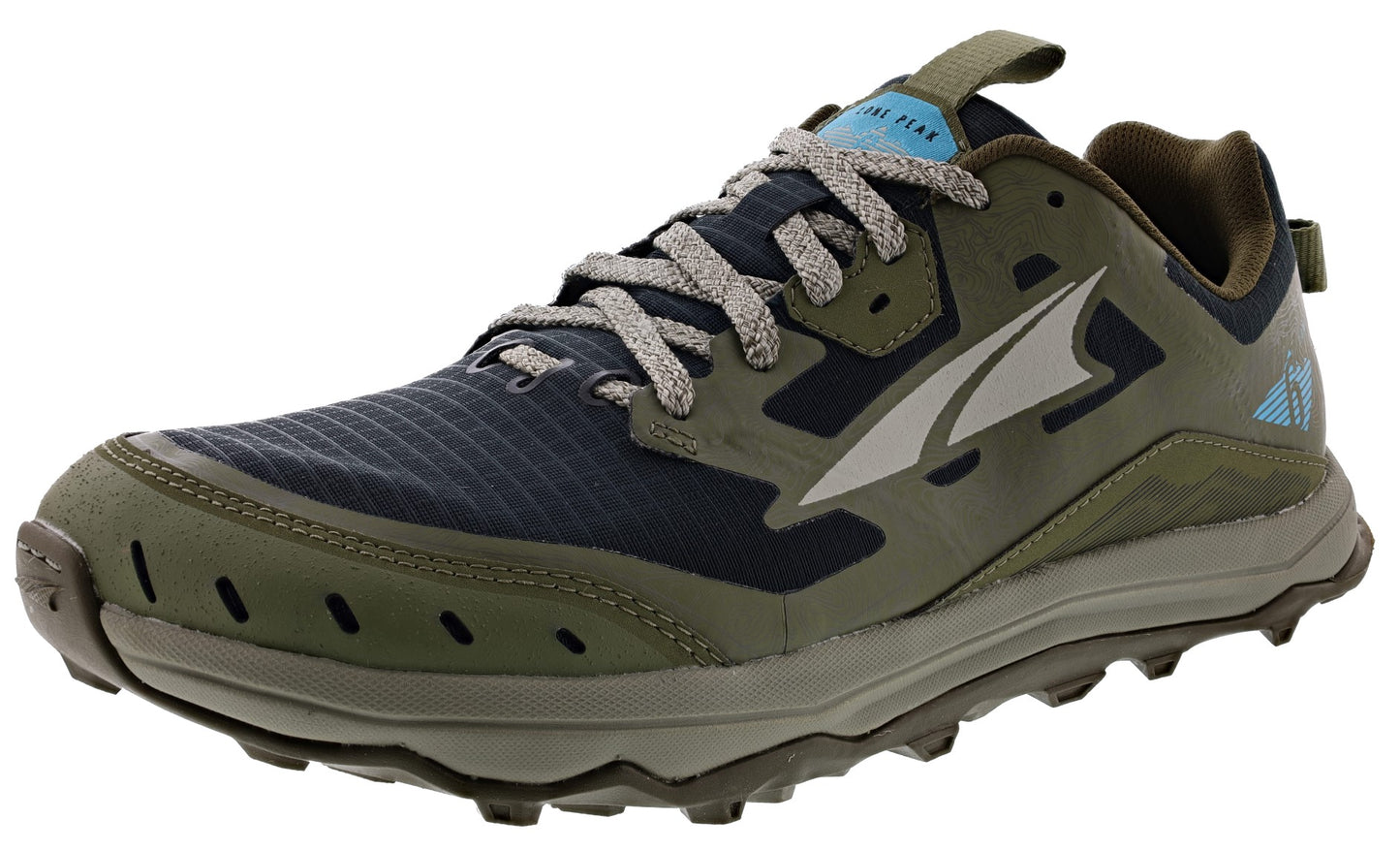 Lateral view of dusty olive Altra Men's Lone Peak 6 Best Trail Running Shoes