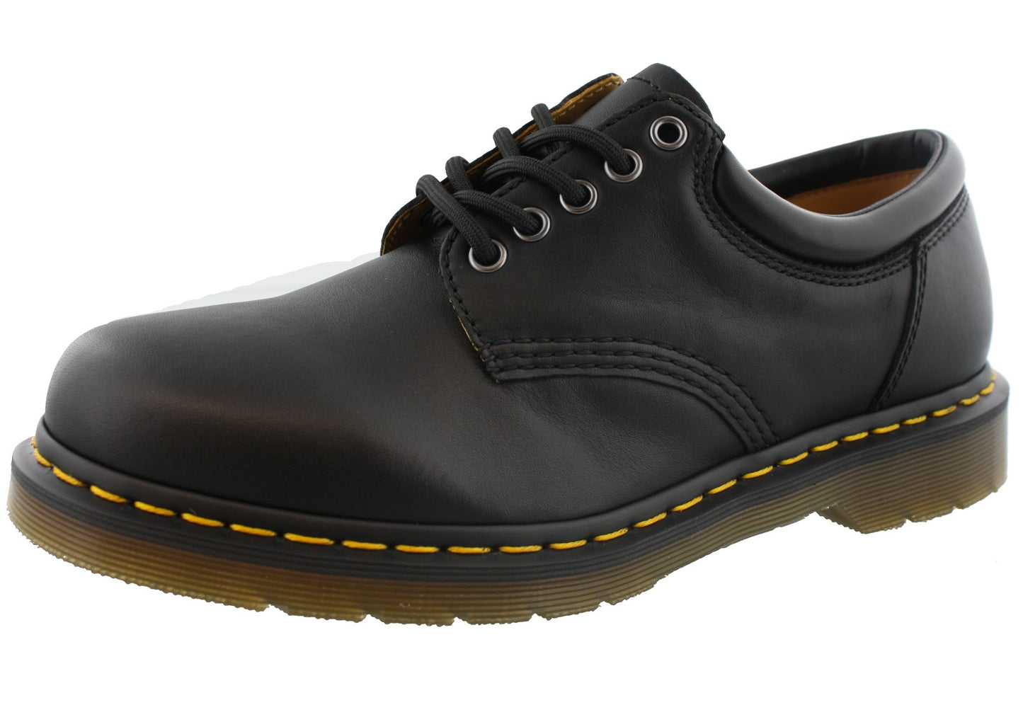 
                  
                    Side profile of black Dr. Martens Mens AirWair Air Cushion Sole Leather Boots Gaucho
                  
                