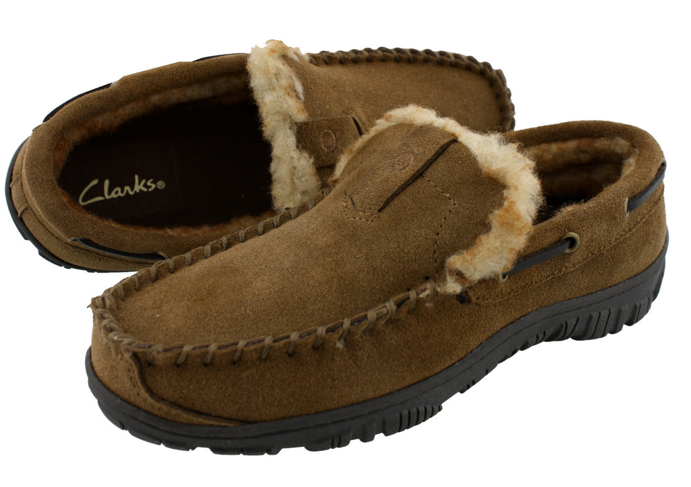 
                  
                    Clarks Men Warm Cozy Easy On Slip On Moccasin Slippers Warren
                  
                