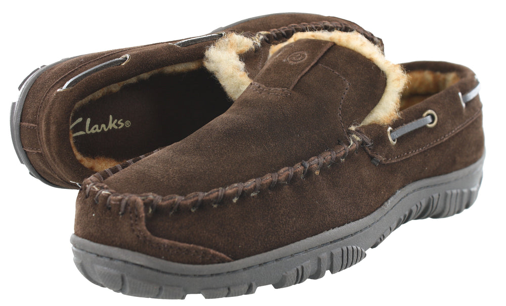 
                  
                    Clarks Men Warm Cozy Easy On Slip On Moccasin Slippers Warren
                  
                