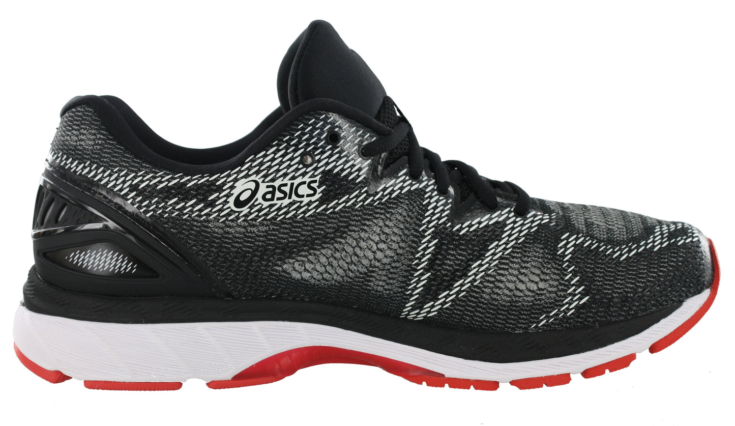 
                  
                    Medial of Black with Red Alert, Grey, and White accents ASICS Men Walking Trail Cushioned Running Shoes Gel Nimbus 20
                  
                
