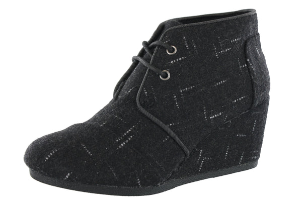 Toms black wedge outlet booties